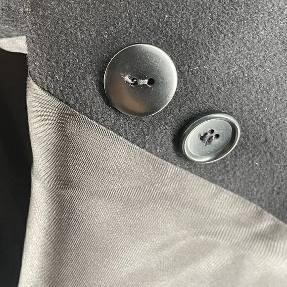 Brooks Brothers Vintage Wool Black Double Breasted Pea Coat Made USA Women's L - Picture 5 of 6